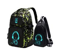 Asge 2 sets backpack school trendy print school bag boys sport casual chest pack laptop backpack 15 6 inch