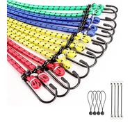 AsgenoX 26-Piece Premium Bungee Cords Assortment Jar, Includes 10”,18”,24”,32”, 36", 48” Bungee Cords, 8”Canopy/Tarp Ball Ties Rubber Bungie Cords for Camping, Tent, Fastening Items