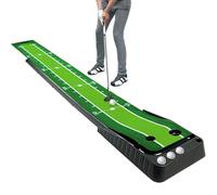 Asgens Putting Green Indoor Golf Putting Mat - Easy to Assemble with Automatic Ball Return and Distance Marker, Velvet Surface Suitable for Office, Recreation Room, Patio - 9.8 Feet with 3 Bonus Balls