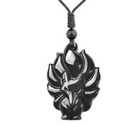 ASGIFT Black Obsidian Necklace Healing Crystal Stone Amulet Protection Pendant with Adjustable Rope Necklace Birthday Christmas Gift for Men Women, Obsidian, Obsidian