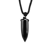 ASGIFT Black Obsidian Necklace Healing Crystal Stone Amulet Protection Pendant with Adjustable Rope Necklace Birthday Christmas Gift for Men Women, Obsidian, Obsidian