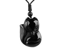 ASGIFT Black Obsidian Necklace, Healing Crystal Stone, Charm Protection Pendant with Adjustable Lanyard, Birthday and Christmas Gift for Men and Women, Obsidian, Obsidian