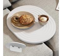 Asgolion Couch Tray Insert for Middle, 15.75"x12.6" Wood Sofa Tray, Sofa Table Tray Fit Armless Couch/Sectional, Folding Tray for Drink Snacks Phone Remote Holder, White