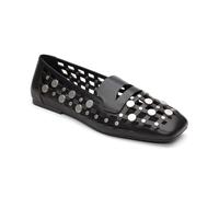 ASH Bali Square Toe Studded Loafer - Leather Slip-On Flat Loafer with Eye Catching Open Weave Detailing - Rubber Sole Comfort and Modern Fashion Everyday Style, Black, 9.5-10