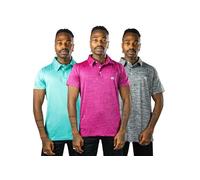 ASH BIRD 3-Pack Gym Polo T-Shirts - Breathable, Durable, and Fashionable Workout Attire for Men-Perfect for Gym Sessions (XX-Large, Pale-Blue/Gray/Magenta-Pink)