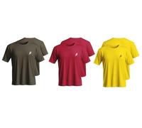 ASH BIRD Men's 3-Pack Gym T-Shirt Running Dry Fit T-Shirt Athletic Outdoor Short Sleeve Sports Top for Comfortable Workouts (S, Yellow/Burgundy/Khaki)