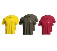 ASH BIRD Men's 3-Pack Gym T-Shirt Running Dry Fit T-Shirt Athletic Outdoor Short Sleeve Sports Top for Comfortable Workouts (5XL, Yellow/Burgundy/Khaki)