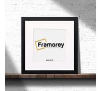 (Ash Black With White Mount, 35x35 CM Pic (45x45CM Frame)) Square Size Ash Black Picture Frame Photo Frames With Multicolored Mount Flat Wooden Poster Frames