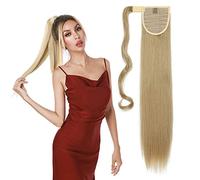 Ash Blond/Blond Ponytail 23inch Hair Extension Wrap Around Ponytails Clip in on Pony Tail Synthetic Straight Hairpiece
