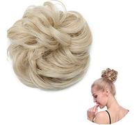 Ash Blonde Thick Hair Donut Scrunchie - Wavy Curly Messy Hair Bun Updo Chignon Ponytail Extension