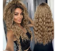 Ash Blonde Wig Synthetic Long Curly Hair Wigs for Women Fluffy Hairstyle Wave Ombre Wig Costume Carnival Party Regular Curly Wig-789-11-26inches