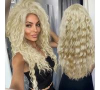 Ash Blonde Wig Synthetic Long Curly Hair Wigs for Women Fluffy Hairstyle Wave Ombre Wig Costume Carnival Party Regular Curly Wig-Blonde-26inches