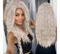 Ash Blonde Wig Synthetic Long Curly Hair Wigs for Women Fluffy Hairstyle Wave Ombre Wig Costume Carnival Party Regular Curly Wig-Pink Blonde-26inches