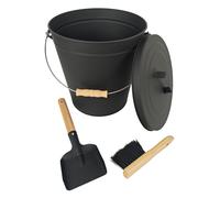 Ash bucket Ash container Fireplace bucket Metal bucket Coal bucket Shovel Broom
