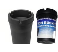 Ash Bucket Ash Trays - Jumbo and Regular Size Set - Portable Outdoor & Car Ashtray with Lid - Heavy-Duty Plastic, Windproof, Odor-Reducing Design - For Smokers at Home, Travel, or Patio Use
