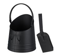 Ash Bucket Coal Scuttle Bin Container Shovel 6.5L Fireplace Accessories Black
