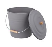 Ash bucket Fireplace Bin Charcoal Holder 12 Litres Grey Finish Ash Container
