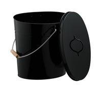 Ash Bucket Fireplace Bin Coal Scuttle Storage Can Briquettes Container Lid 12L