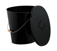 Ash Bucket Fireplace Bin Coal Storage Can Briquettes Container Lid 18.5L Black