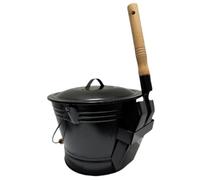 Ash Bucket with Lid, Ash Bucket 2PCS/Set Fire-Resistant Heavy Duty Iron with Lid and Shovel for Fireplace, Fire Pits, Wood Burning Stoves, Grill, Outdoor Camping