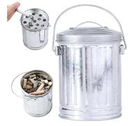 Ash Bucket with Lid Large Capacity Portable Windproof Metal Ashtray with Handle & Filter Tray Easy to Clean Removable Mini Trash Can Small Waste Basket for Home Office Camping Outdoor