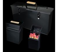 Ash Carrier Box, Firelighter Storage Box and Match Holder Set in Black Gloss Valiant Black One Size