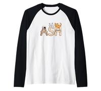 Ash Cat Trees - Personalized Cute Name Word Art Raglan Baseball Tee