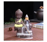 Ash catcher Creative Incense Burner Smoke Waterfall the Little Monk Small Buddha Holder Censer Home Table Decorations Crafts Decorative(B)