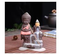Ash catcher Creative Incense Burner Smoke Waterfall the Little Monk Small Buddha Holder Censer Home Table Decorations Crafts Decorative(D)