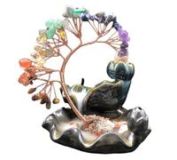 Ash Catcher Yoga Meditation Healing Crystal Stone Money Tree 7 Chakra Tree Money Tree Incense with Healing Crystal Stone Waterfall House Warming Gift for Wealth Good Luck