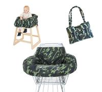 ASH + CLYDE Shopping Cart Cover for Babies- Baby High Chair Cover Restaurant- Grocery Cart Cover- 7 in 1 Fold & Carry Compact Baby Shopping Cart Cover w/Phone Pocket (Camouflage)