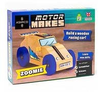 Ash & Co Motor Makes Build a Wooden Car | Woodwork Kit for Kids | Fun Craft kit for Boys and Girls Age 6+ (Zoomie/Blue)