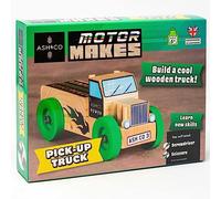Ash & Co Motor Makes Build a Wooden Truck | Woodwork Kit for Kids | Fun Craft kit for Boys and Girls Age 6+ (Pick-Up Truck/Green)