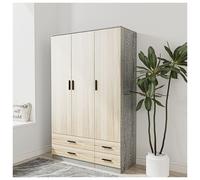 Urbn-Living Urbnliving 180Cm Height Oak 3 Door 4 Drawer Wardrobe Storage Shelf Modern Bedroom Ash Grey Furniture