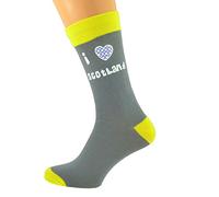 Ash Grey & Yellow Unisex Socks I Love Scotland Scottish design UK Size 5-12 X6N615