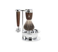 MÜHLE Intro 4-Piece Pure Badger/Safety Razor Shaving Set (Steamed Ashwood - Rytmo)