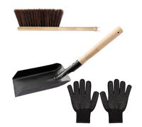 Ash Scraper and Brush Set - Cleaning Kit for Shovel and Brush for | Durable Metal Wood Handle | Indoor and Outdoor Use, Hearth, Charcoal, F