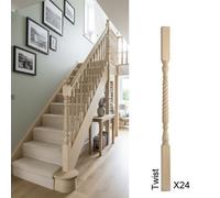 Ash Spindle Barley Twist 41mm X 41mm X 900mm - 24 Pack Uk Manufactured Traditional Products Ltd