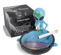 Ash Tray, Cute Cool Hand-Painted Resin Decorative Ashtray for Cigarettes and Cigar, Fancy Home Decor Smoking Accessories, Perfect for Indoor Outdoor Home Use, Great Christmas, Father's Day Gift (Blue)