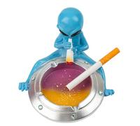 Ash Tray, Cute Cool Hand-Painted Resin Decorative Ashtray for Cigarettes, Fancy Home Decor Smoking Accessories, Perfect for Indoor Outdoor Use, Great Christmas, Father's Day Gift (Silver Blue)