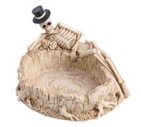Ash Tray,Halloween Ashtray Gothic Lying Skeleton Ashtray With Hat Resin 5.9x4.7x3.7in Multi-Purpose Ash Tray For Halloween Decorations, Key Holder, Trinket Tray,Halloween Ashtray