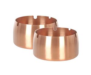 Ash Trays,2 PCS Cigarette Ashtray, Ash Holder for Smokers, Stainless Steel Cigarette Cigar Ashtray Set for Outdoors And Home,Rose Gold,Small