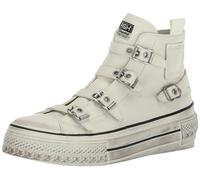 ASH Women's Rainbow Fashion Sneaker-Premium Leather High Top with Buckles, Distressed Platform Sole, Tofu, 4 UK