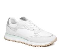 Asha Leather Wedge Trainers - White Metallic Size 4