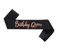 Ashaqshnglee Birthday Queen Sash Satin with Glitter Letter Happy 16th 18th 21st 30th 40th 50th 60th 70th 80th or Any Other Birthday Party Supplies Black Rosegold