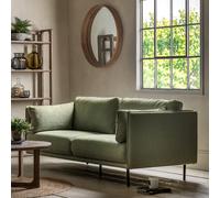 Ashar Mid-Century Boucle Sofa with Black Metal Legs Green