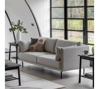 Ashar Mid-Century Boucle Sofa with Black Metal Legs Natural