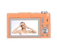 ASHATA 16X Digital Zoom Camera 4K Digital Camera Long Lasting Battery 180° Flip Screen Student with AI Auto Focus, Great Teens (Orange)