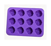 ASHATA 2PCS 12 Cavity Rose Silicone Mold for Chocolate Making | Nonstick Flexible Mold, DIY Fondant Candy Soap, Bakeware Kitchen Craft, Purple Cake Decor