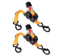 ASHATA 2Pcs Retractable Ratchet Strap 1inx10ft 660lbs Tie Down | Self Rewinding Mechanism, Heavy Duty Safety Lock Hooks, Rubber Coated Surface, Multipurpose Cargo Securing